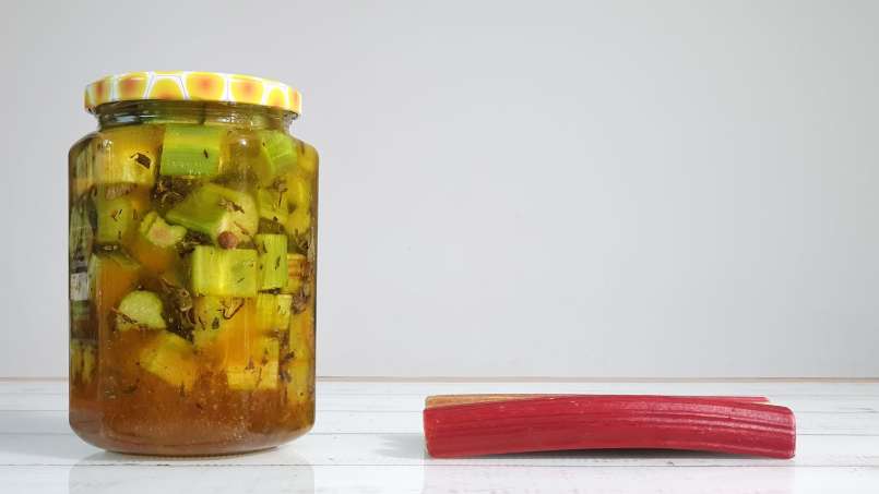 Rebarborový macerát s medem, zeleným čajem, mátou a různým kořením, foto 2